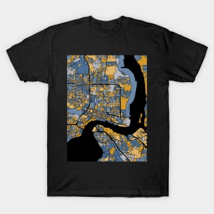 Jacksonville Map Pattern in Blue & Gold T-Shirt